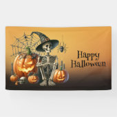 Skeleton pompoenen Halloween Banner (Horizontaal)