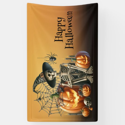 Skeleton pompoenen Halloween Banner (Verticaal)