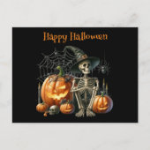 Skeleton pompoenen Halloween Briefkaart (Voorkant)