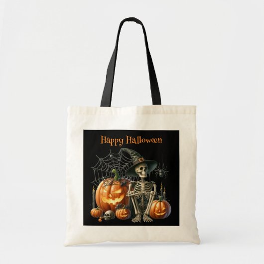 Skeleton pompoenen Halloween Canvas tas (Voorkant)