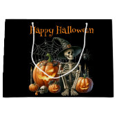 Skeleton pompoenen Halloween geschenkzak Groot Cadeauzakje (Voorkant)