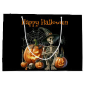Skeleton pompoenen Halloween geschenkzak Groot Cadeauzakje (Achterkant)