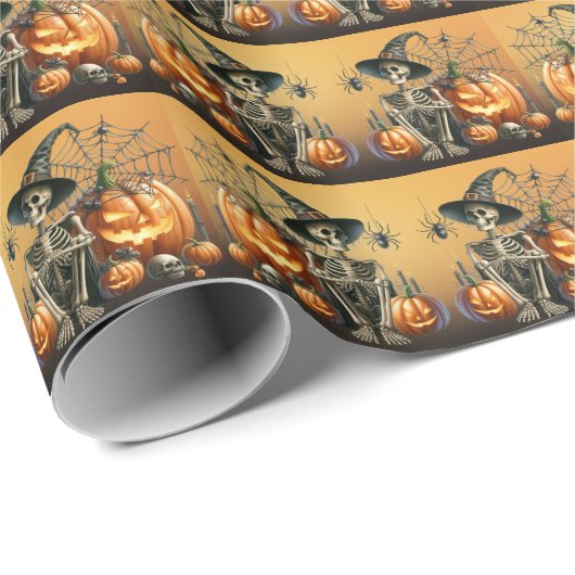 Skeleton pompoenen Halloween inpakpapier (Rol Hoek)