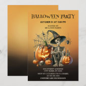 Skeleton pompoenen Halloween Party uitnodiging (Voorkant / Achterkant)