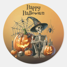 Skeleton pompoenen Halloween Sticker