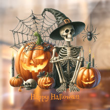 Skeleton pompoenen Halloween venster Cling