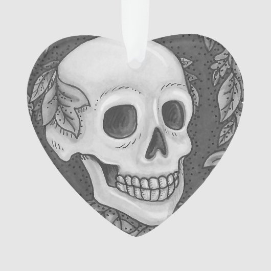 SKELETON PORTRAIT GOTHIC SKULL ORNAMENT Heart (voorkant)