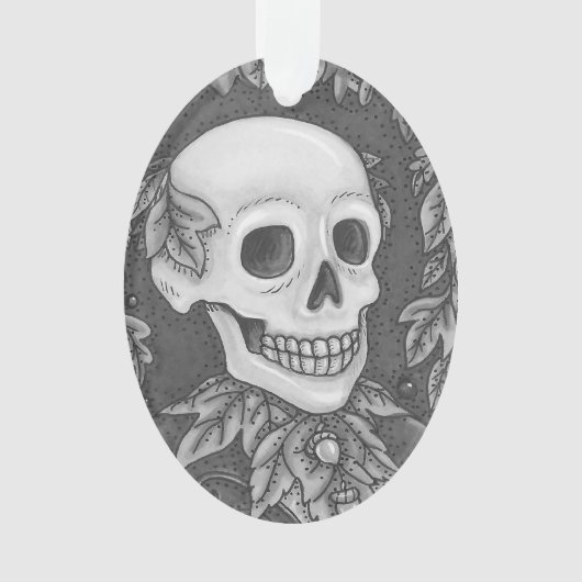 SKELETON PORTRAIT GOTHIC SKULL ORNAval Ornament (voorkant)