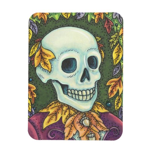 SKELETON PORTRAIT, HALLOEEN AUTUMN SKULL MAGNET MAGNEET (Verticaal)