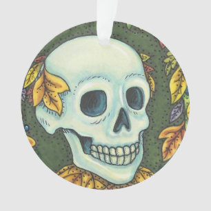 SKELETON PORTRAIT HALLOEEN SKULL ORNAMENT Round