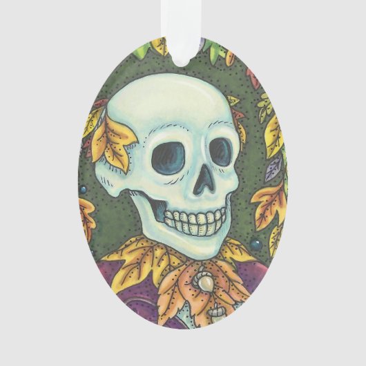 SKELETON PORTRAIT HALLOEEN VAN HET ORNAMENT Ovaal (voorkant)