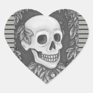 SKELETON-PORTRAIT, SCHEEPVAARTKUNDIGE HALLOWEEN HART STICKER