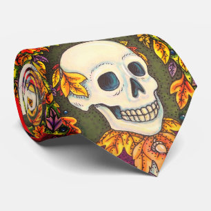 SKELETON PORTRAIT, SKULL, AUTUMN VERLAAT STROPDAS