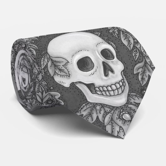 SKELETON PORTRAIT, SKULL, AUTUMN VERLAAT STROPDAS (Opgerold)