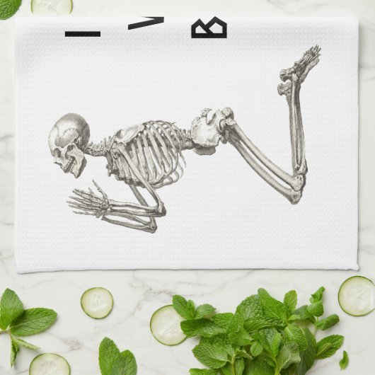 Skeleton Praying Halloween Kitchen Towel Theedoek (Gevouwen)