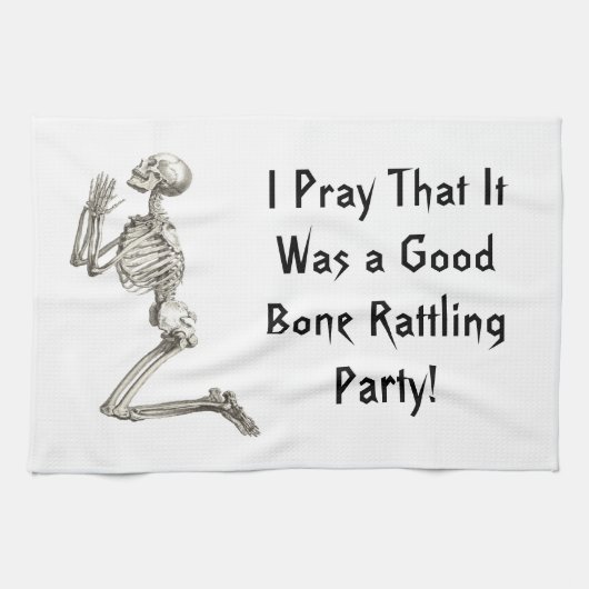 Skeleton Praying Halloween Kitchen Towel Theedoek (Horizontaal)