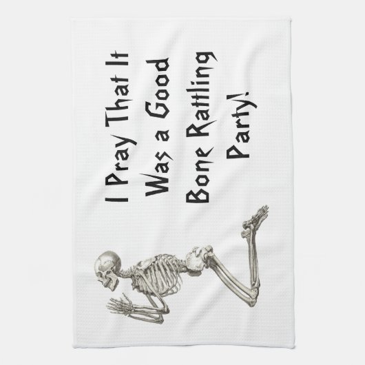 Skeleton Praying Halloween Kitchen Towel Theedoek (Verticaal)