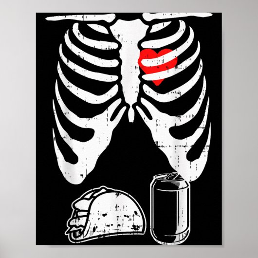 Skeleton Pregnancy Taco Beer Xray Halloween Soon D Poster (Voorkant)