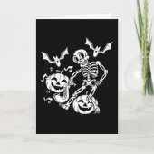 Skeleton Pumpkin Bat Dance Funny Halloween Gift Kaart (Voorkant)