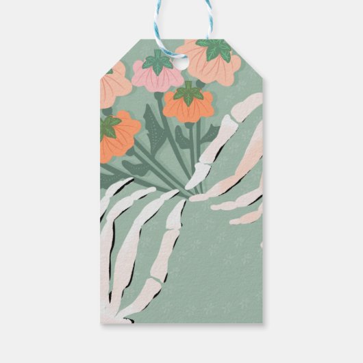 Skeleton Pumpkin Bouquet Halloween Cadeaulabel (Achterkant)