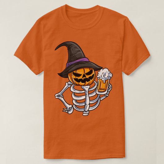 Skeleton Pumpkin Face Jack O'Lantern T-shirt (Design voorkant)