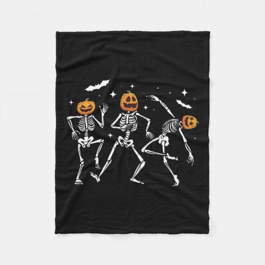 Skeleton Pumpkin Halloween Fleece Deken (Voorkant)