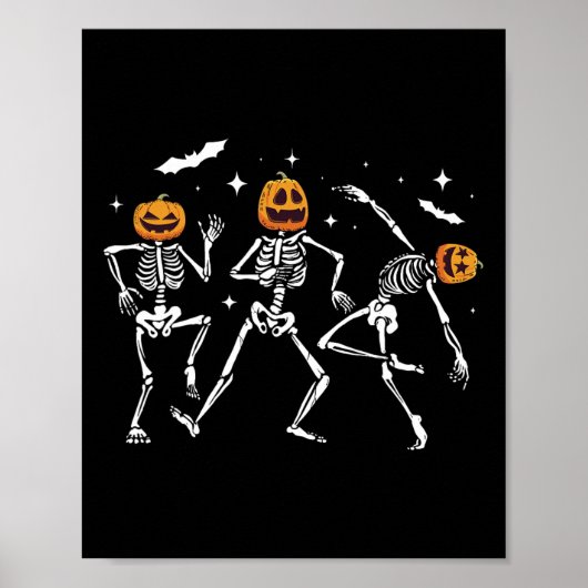 Skeleton Pumpkin Halloween Poster (Voorkant)
