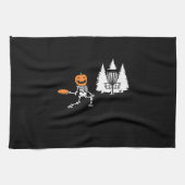 Skeleton Pumpkin Head-schijf Golf Player Halloween Theedoek (Horizontaal)
