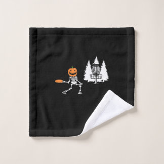 Skeleton Pumpkin Head-schijf Golf Player Halloween Washandje
