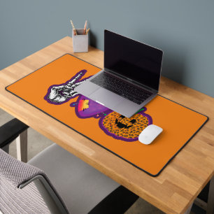 Skeleton Pumpkin Peace Love Halloween Bureaumat