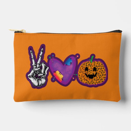 Skeleton Pumpkin Peace Love Halloween Etui (Voorkant)
