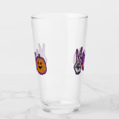 Skeleton Pumpkin Peace Love Halloween Glas (Links)