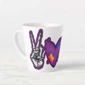 Skeleton Pumpkin Peace Love Halloween Latte Mok (Linkerhoek)