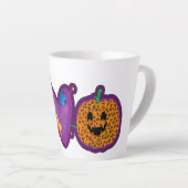 Skeleton Pumpkin Peace Love Halloween Latte Mok (Rechterhoek)