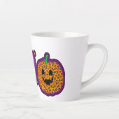 Skeleton Pumpkin Peace Love Halloween Latte Mok (Rechts)