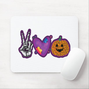 Skeleton Pumpkin Peace Love Halloween Muismat