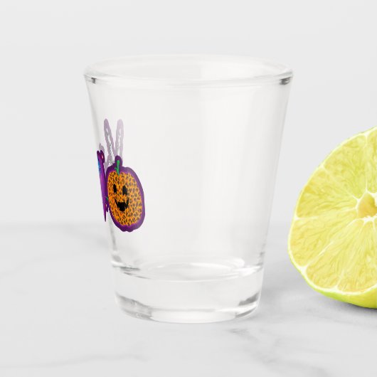Skeleton Pumpkin Peace Love Halloween Shot Glas (Rechts)