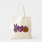 Skeleton Pumpkin Peace Love Halloween Tote Bag (Voorkant)