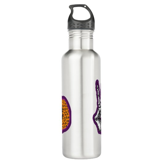 Skeleton Pumpkin Peace Love Halloween Waterfles (Achterkant)