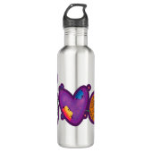 Skeleton Pumpkin Peace Love Halloween Waterfles (Voorkant)