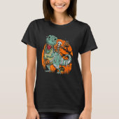 Skeleton Pumpkin Riding Mummy Dinosaur rex Hallow T-shirt (Voorkant)