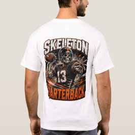 Skeleton Quarterback Halloween Voetbal Kunst T-shirt