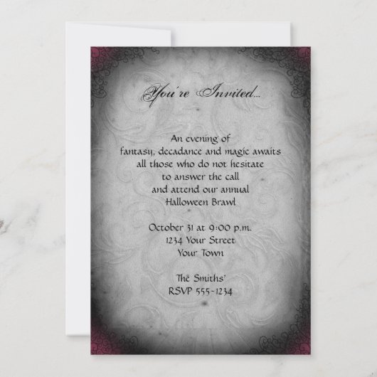 Skeleton Queen Halloween Party Kaart (Achterkant)