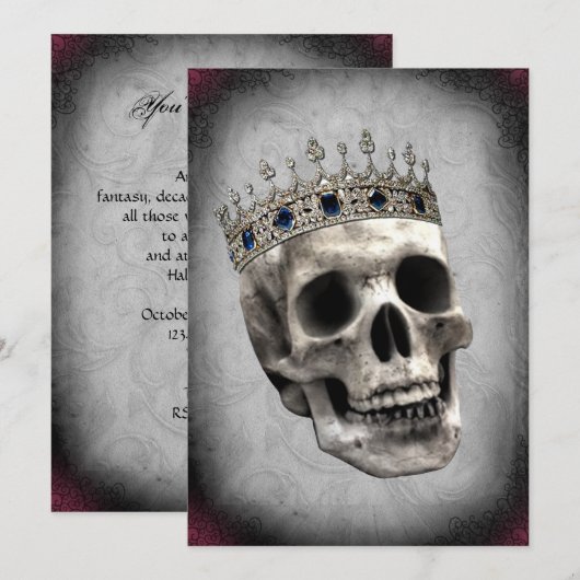 Skeleton Queen Halloween Party Kaart (Voorkant / Achterkant)