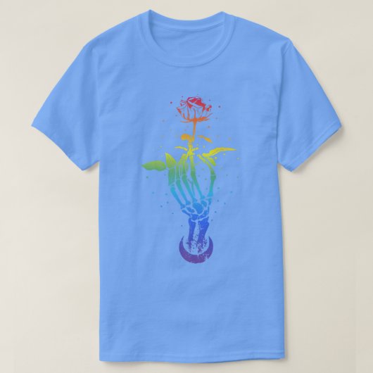 Skeleton Rainbow Moon Roos Witchcraft Tattoo Tarot T-shirt (Design voorkant)