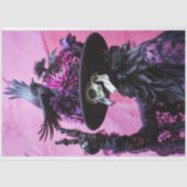 Skeleton Raven Gothic Pet Paarse Bloemdrama Tissuepapier (Voorkant)