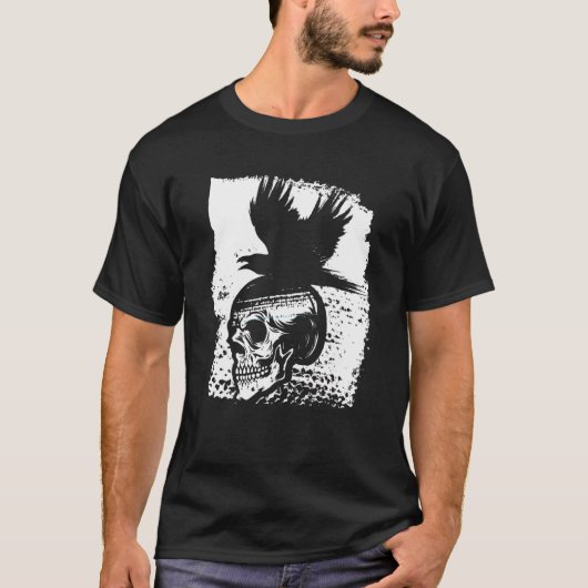 Skeleton Raven Gothic Satanisme Occult Horror Devi T-shirt (Voorkant)