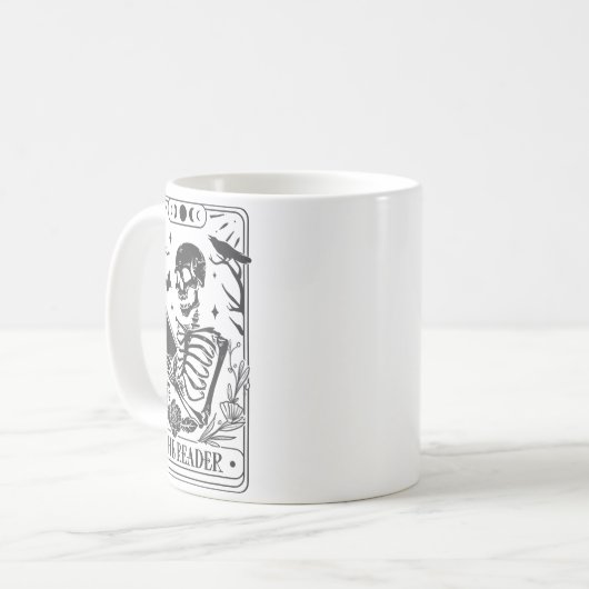 Skeleton Reading Book Lover Funny The Reader Tarot Koffiemok (Voorkant links)
