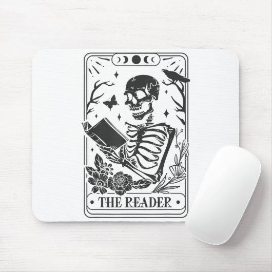 Skeleton Reading Book Lover Funny The Reader Tarot Muismat (Met muis)