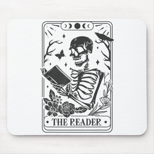 Skeleton Reading Book Lover Funny The Reader Tarot Muismat (Voorkant)